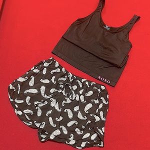 GUC Soft Pajama black & white paisley print short shorts and XOXO Stretchy tank
